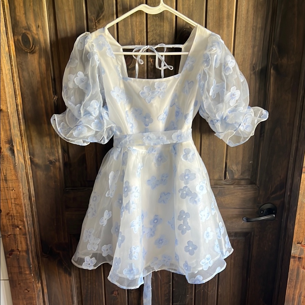 Charming Blue Floral Dress